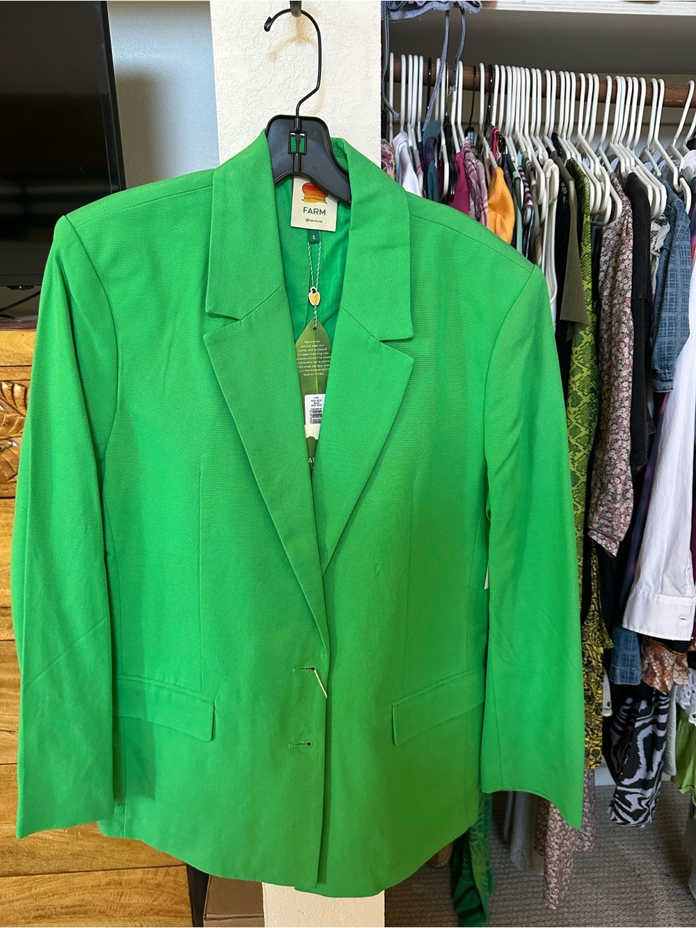 FARM Rio Vibrant Green Single-Breasted Women's Blazer